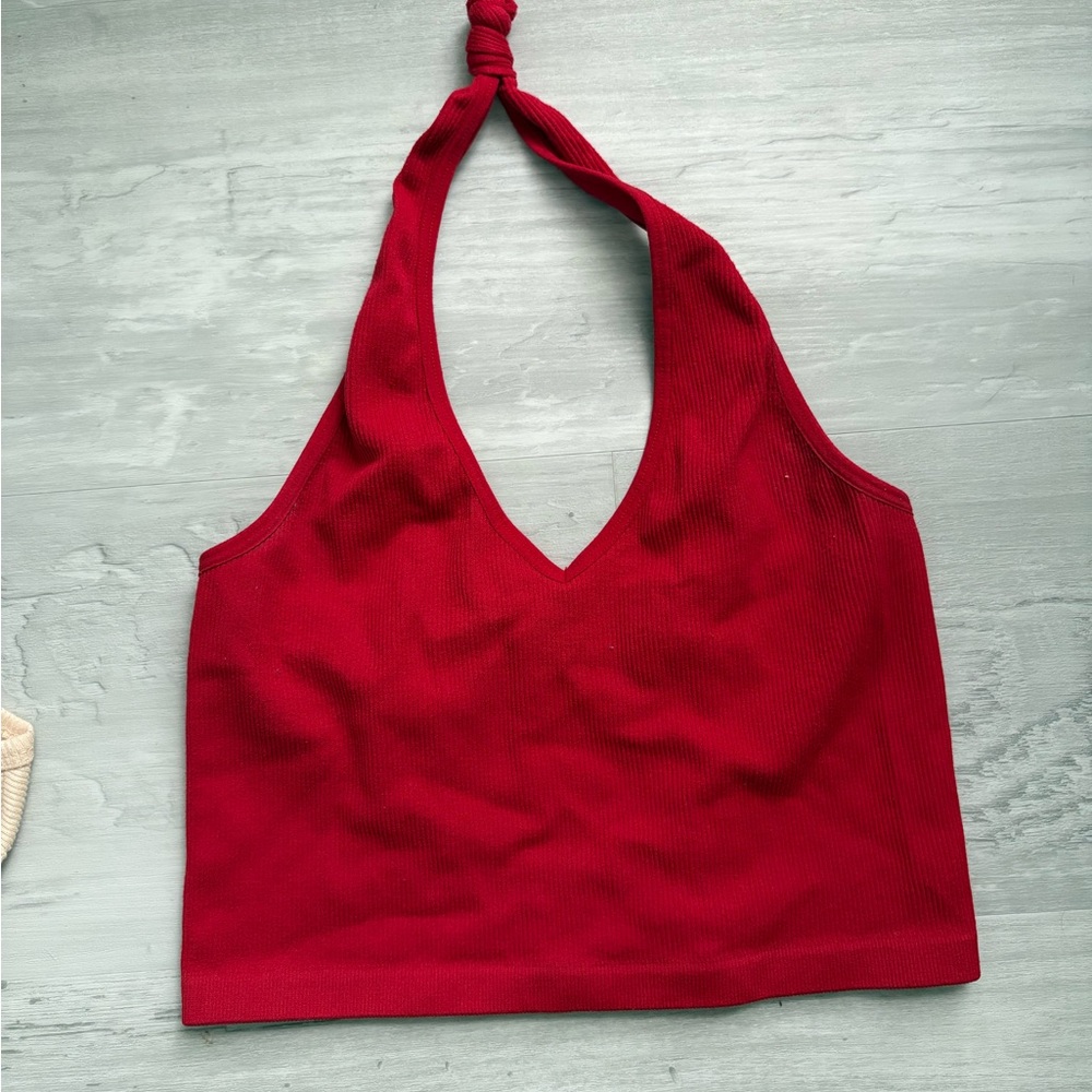 Bozzolo Red Halter Crop Top